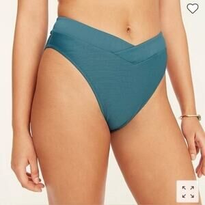 NEW J. Crew Ribbed Cross-front Cheeky Bikini Bottom, Green, Women's 3X BE812 $59